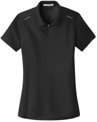 Ladies' Pinpoint Mesh Zip Polo