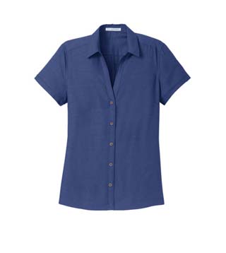L662 - Ladies' Textured Camp Shirt