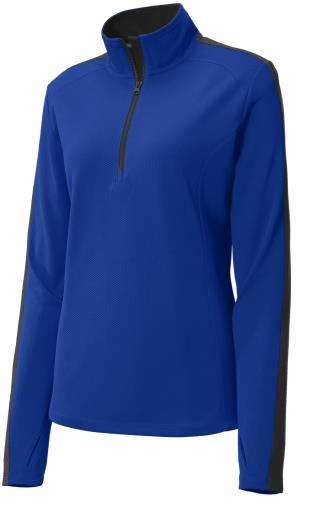 LST861 - Ladies Textured Colorblock 1/4-Zip Pullover