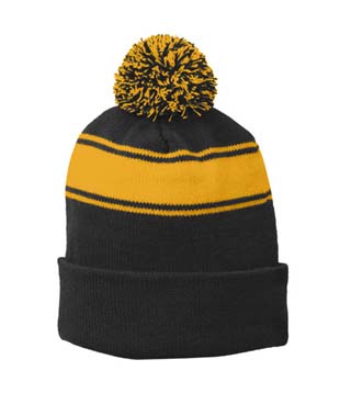 Stripe Pom Pom Beanie